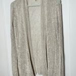 Eileen Fisher Oatmeal Beige Open Knit Linen Blend Cardigan Sweater Women's Small Photo 0