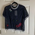 ZARA  Trafaluc navy blue lace woman’s top size medium Photo 1