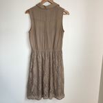 Anthropologie Pleione Sheer Lace shirt dress lined sleeveless tan Size … Photo 3