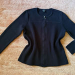 Talbots  Petites Black Zip Front Knit Jacket Top Long Sleeve Women’s LP Photo 0