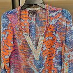 Hale Bob 💕💕 Bedazzled Multi-Color Snakeskin Blouse Small Photo 2