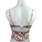 For Love & Lemons Red Satin Silk Lace Floral Ruched Cami Crop Tank Top Size XS Photo 1