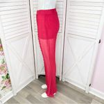 ZARA  Sheer‎ Pleated Ruffle Wide Leg Pull On Pants Pink Medium Flare Naked Photo 2