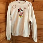 Disney WHITE  MINNIE MOUSE HAND PAINTED SWEATSHIRT PULLOVER TOP Photo 0