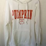 Boutique Women’s White Pumpkin Spice Distressed Hoodie Sweater size Large Photo 0