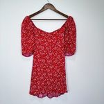 Reformation  Puff Sleeve Bustier Red Dress Ditsy Floral‎ Milkmaid Mini Dress Photo 7