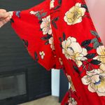 Red Floral Faux Wrap Skort Romper. Size Small Photo 2