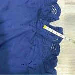 Miami NWT  Francesca’s V Neck Navy Crochet Short Sleeve Cotton Romper Size L Photo 5