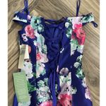 My Michelle  Womens  junior Size 1 Formal Dress, Long, Floral, Blue  Lined Flute Photo 8