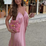 ZARA  gathered Elegant Pink Maxi Dress flowy evening party cocktail wedding dress Photo 0