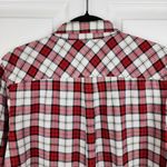 Talbots  Plaid Metallic Button up Shirt Blouse Top Red White Black Cotton Size L Photo 12