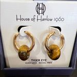 House of Harlow 1960 | Gold Hoop Tiger Eye Earrings Photo 7