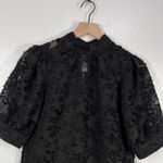 VERO MODA Aware by Vero Moda Black Floral Burnout Mock Neck Dress Puff Sleeve XS Photo 13
