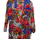 VTG Lawrence Women Button Blazer Jacket 2X Multicolor Floral Abstract Artsy Red Photo 0