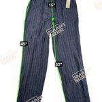 Catherine Malandrino  100% Linen Pinstripe High Rise Wide Leg Pants Blue Size 12 Photo 5