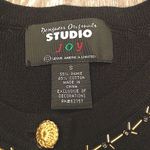 Vintage Studio Joy Black Cardigan Size S Jewel Brooch Trim Cottagecore Glam Photo 3