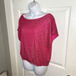 Main Strip I’m Tempted Sequin Top Short Sleeves Hot Pink L NWT Photo 5
