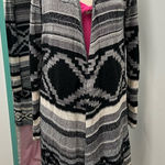 Mudd Black and Gray Southwestern Patterned Long Duster Cardigan Photo 0