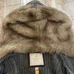 American Eagle Vintage grey  outfitters fur lined cable knit hoodie Photo 6