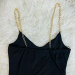 Black chain strap cami bodysuit top blouse L Size L Photo 5