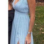 Mac Duggal  Plunge Neck Chiffon Grecian Gown in Powder Blue Size US 12 Photo 1