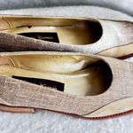 Louise James Women's Beige Linen Square Toe Block Heel Loafers Shoes Size 6.5M Tan Photo 0