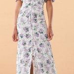 ByTimo  Maxi Dress Summer Floral Button Down Puff Sleeve Front Slit Purple XL New Photo 0