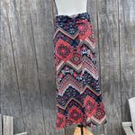 Vintage Boho Blue and Red Asymmetrical Pencil Midi Skirt Sz L Friday Los Angeles Size L Photo 3