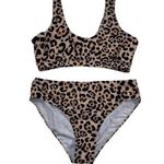 Nanu Cheetah Print Two Piece Swim Suit Bikini Size M Brown Size M Photo 0