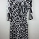 Calvin Klein  Dress Womens 4 Black White Chevron Print Ruched Stretch Career Work Photo 0