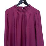 J. CREW‎ Ruffleneck Mini Shift Dress Purple Plum Long Sleeve Lined Size 10 Photo 2