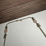 Talbots  Pink Stone Leaf Charms Gold Tone Station Necklace Signed Photo 11