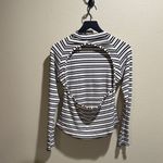 Free People  Black and White Striped Long Sleeve shirt | Size Large Photo 3