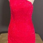 Women’s Sequined One Shoulder Short Pink Party or Prom Dress Size 4 Pink Photo 0