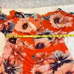 Lilian Floral Ruched Dress Woman’s Size 1X Deep V Neck Bold Orange Photo 9