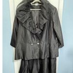 Ashro 2 Piece Skirt Suit Size 26W Black Satin Chiffon Collar Wedding Church Photo 0