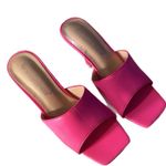 Women's Crystal Queen Square Open Toe Pink Heels Square Toe Slip On Mule Sandal Size undefined Photo 1
