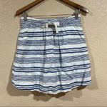 J.Crew  Boardwalk Linen Skirt Blue White Striped Nautical Pockets Mini Photo 0