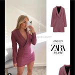 ZARA  | Pink Houndstooth Blazer Dress Photo 1