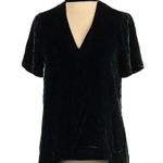 Madewell  | Black Velvet Silk Blend Choker Top Short Sleeve Blouse Size XXS Photo 1