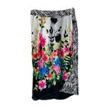 Johnny Was  Rayon Wrap MIDI Skirt Floral Zebra Print pockets Size XS Photo 1