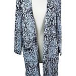 Clara Sun Woo Cardigan Womens M Blue Paisley Print Open Front Longline Sweater Size M Photo 1