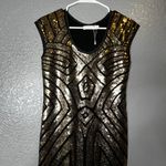 Neslay Design Black Gold Sequin Party Dress Small Glam Bodycon Sparkle Photo 4