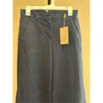 Made in Italy Dixie Denim Collection Extra Wide Leg Cotton Trousers Pants in Nig Blue Photo 3