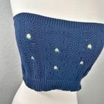 Boutique Paige Knit Floral Crop Tube Top in Blue Photo 3