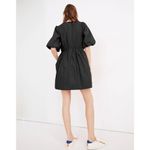 Madewell Poplin Mini Dress Women's 6 Black Crewneck Bubble-Sleeve Elastic Waist Photo 1
