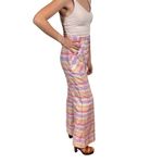 True Vintage 60s 70s Seersucker Plaid High Waisted Wide Leg Bellbottom Pants Pink Size XS Photo 2