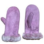 Fownes NWOT Pink Suede & Faux Fur Scarf & Mittens Pink Photo 2