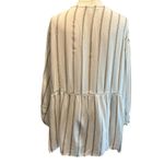 Fever Women's Tunic Blouse Top SZ XL Peasant Sleeve Cream Crochet Stripe Boho Brown Photo 8