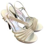 Dyeables Dahlia Silver Rhinestone PU Strappy Heels Size US 7 4.5-Inch Stiletto Photo 0